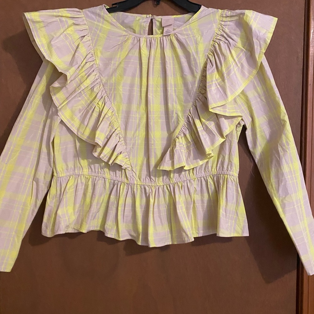 Neon green and beige H&M top